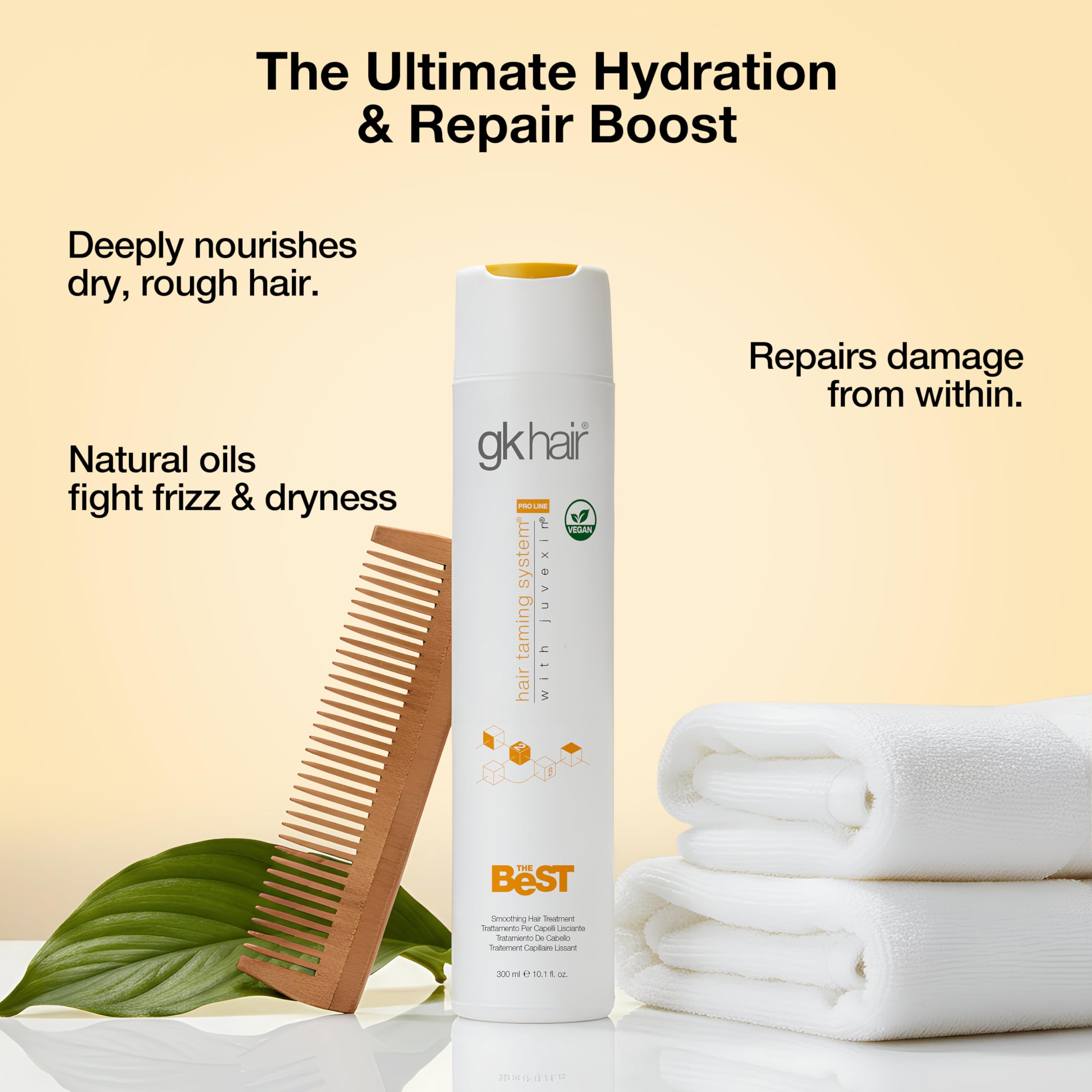 GK HAIR Global Keratin The Best (300ml / 10.1 Fl Oz) Tratamiento Capilar Suavizante de Keratina Complejo Brasileño Profesional Alisado Para un Cabello Suave y sin Frizz - Sin Formaldehído