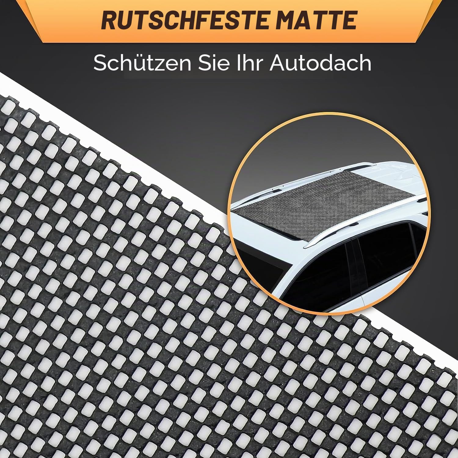 Sailnovo Dachbox Auto 21 Kubikfuß Faltbare Dachboxen inkl. Anti-Rutsch-Matte, 6 Türhaken, PVC 1000D Dachtasche für Auto mit/ohne Dachgepäckträger-Querstange, Dachgepäckbox Dachgepäcktasche(Orange)