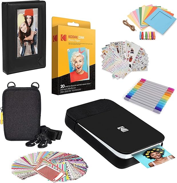 KODAK Smile Instant Digital Printer (Black/White) Photo Frames Bundle
