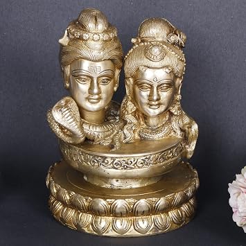 ARTVARKO Brass Shiva Parvati Idol Murti for Home Decor Mandir Pooja 6.5 Inch