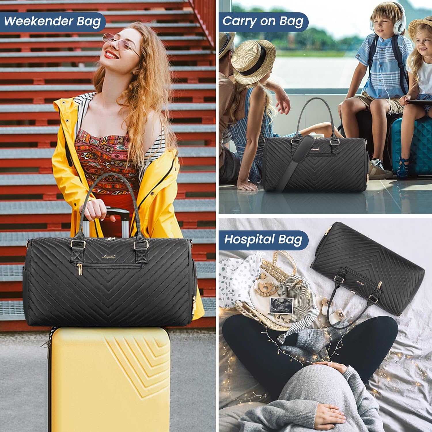 LOVEVOOK Travel Duffle Bag, Weekender Bag for Women with Toiletry Bag, Carry on Overnight Bag with Shoe Compartment, Gym Duffel Bag with Wet Pocket, Mommy Hospital Bags for Labor and Delivery - Image 6