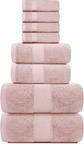 Miniatura 2 de Juego de 8 toallas de baño de lujo, color blanco, 700gsm de grosor, algodón peinado, calidad de hotel, 2 toallas de baño, 2 toallas de mano, 4