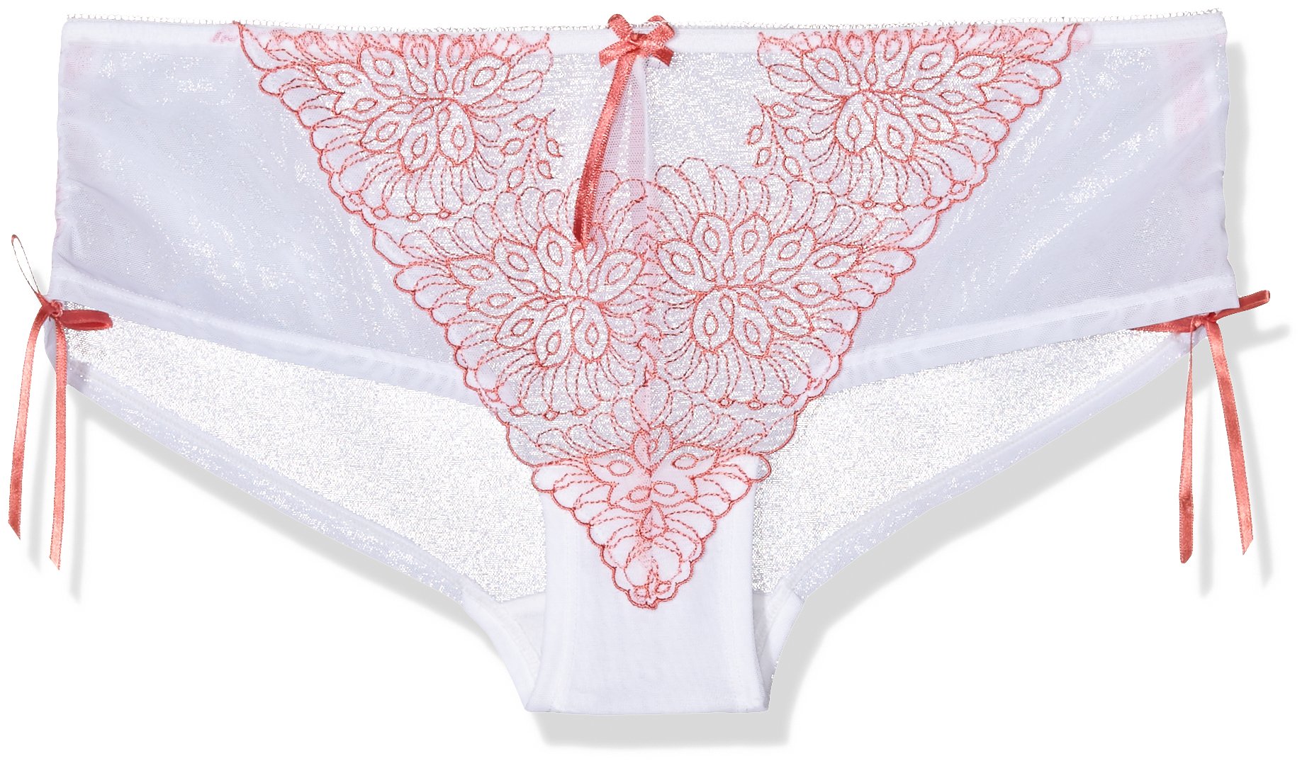 UltimoFiji Embroidered Mesh Shortie Briefs White & Coral 12