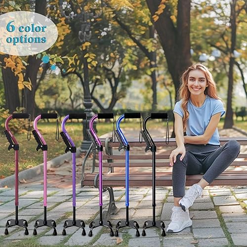 Miniatura 3 de Bastón plegable y ajustable para hombres y mujeres y personas mayores, ligero y resistente con base de 4 puntas para un equilibrio de estabilidad