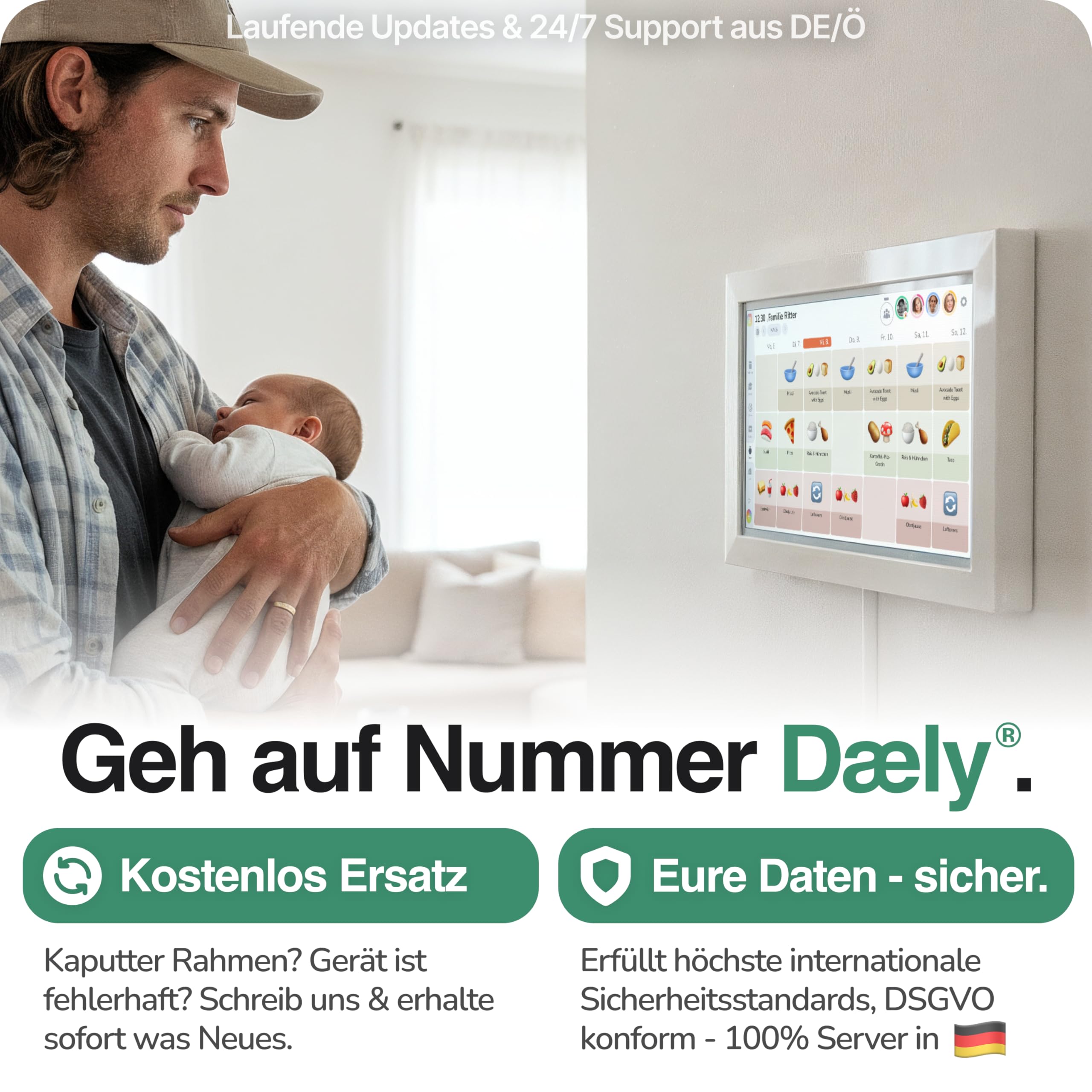 Daely® Calendar - Digitaler Kalender 15.6" - Digitaler Wandkalender Touchscreen Full HD - Familienplaner, Elektronischer Wandkalender, Wochenplaner, Monatsplaner & Belohnungstafel, Wi-Fi