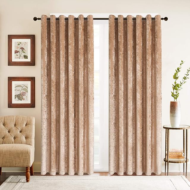 Zimel Homes-Luxury Crushed velvet curtains (Pair)with lined eyelet ring curtains for bedroom, home decor,living room accessories-Available in Black, Blush pink, charcoal grey, Purple silver.(8 sizes)