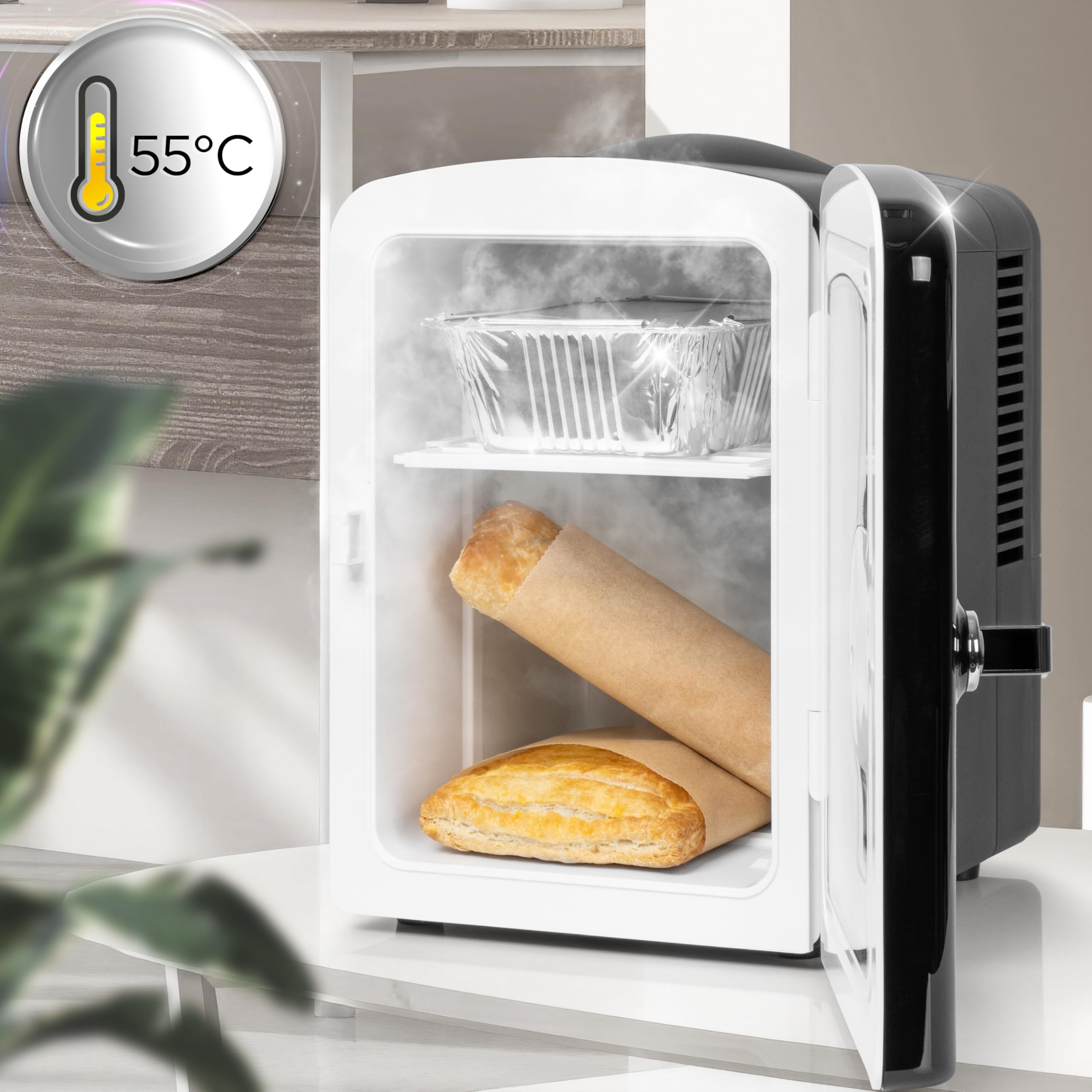 Duronic MFW4 BK Mini Frigo Termoelettrico Portatile 4L per Cosmetici e Bevande, Skincare Cooler, Caldo/Freddo, 6 Lattine, AC/DC 12V Auto e 220V Casa Nero
