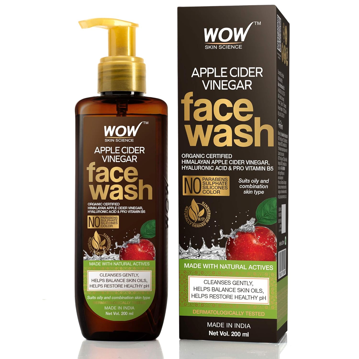 WOW Skin Science Apple Cider Vinegar Refreshing Face Wash Deep