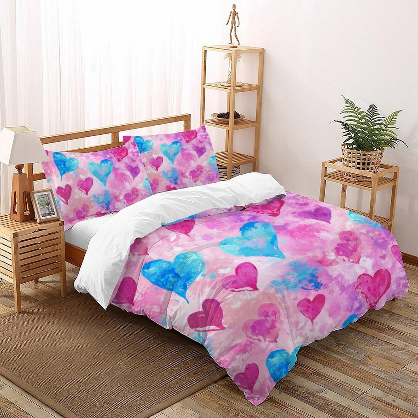 Housse de couette 200x200 anti-acariens, parure de lit microfibre douce pour adulte et enfant