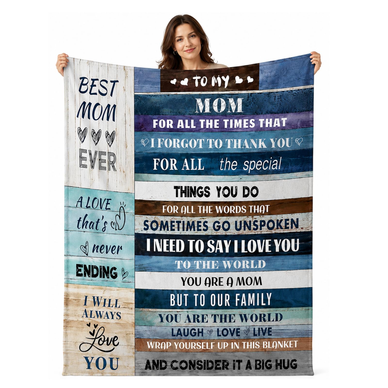 Gifts for Mom Blanket, Mother Birthday Gifts, Gifts for Mum from Daughter Son, Soft Flannel Blanket with Heartfelt Message, Presents for Mother's Day,Birthday,Christmas, Valentines,130x150cm
