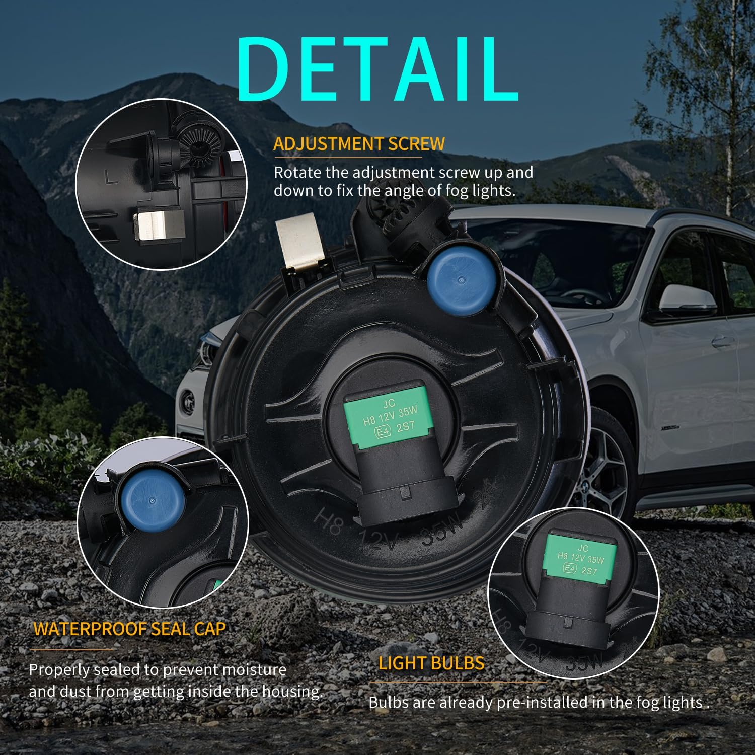 Fog lights Fit for BMW X1 F48 F49 X2 F39 X3 F25 w/o Adaptive Headlamps X4 F26 X5 F15 X6 F16 2011-2021 2pcs 2pcs Smoke glass