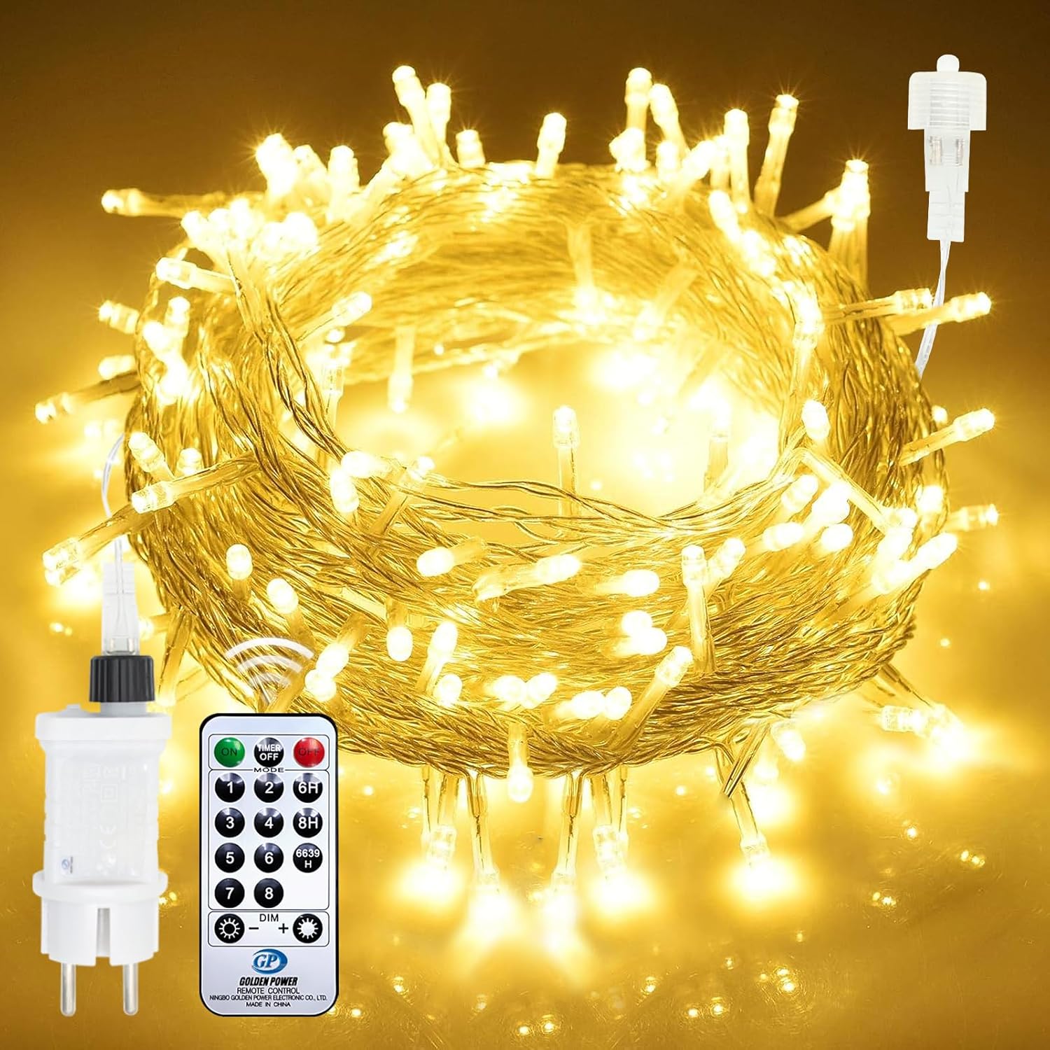 Auting LED Fairy Lights, 200 LEDs, Warm White, 8 Modes, Timer Function