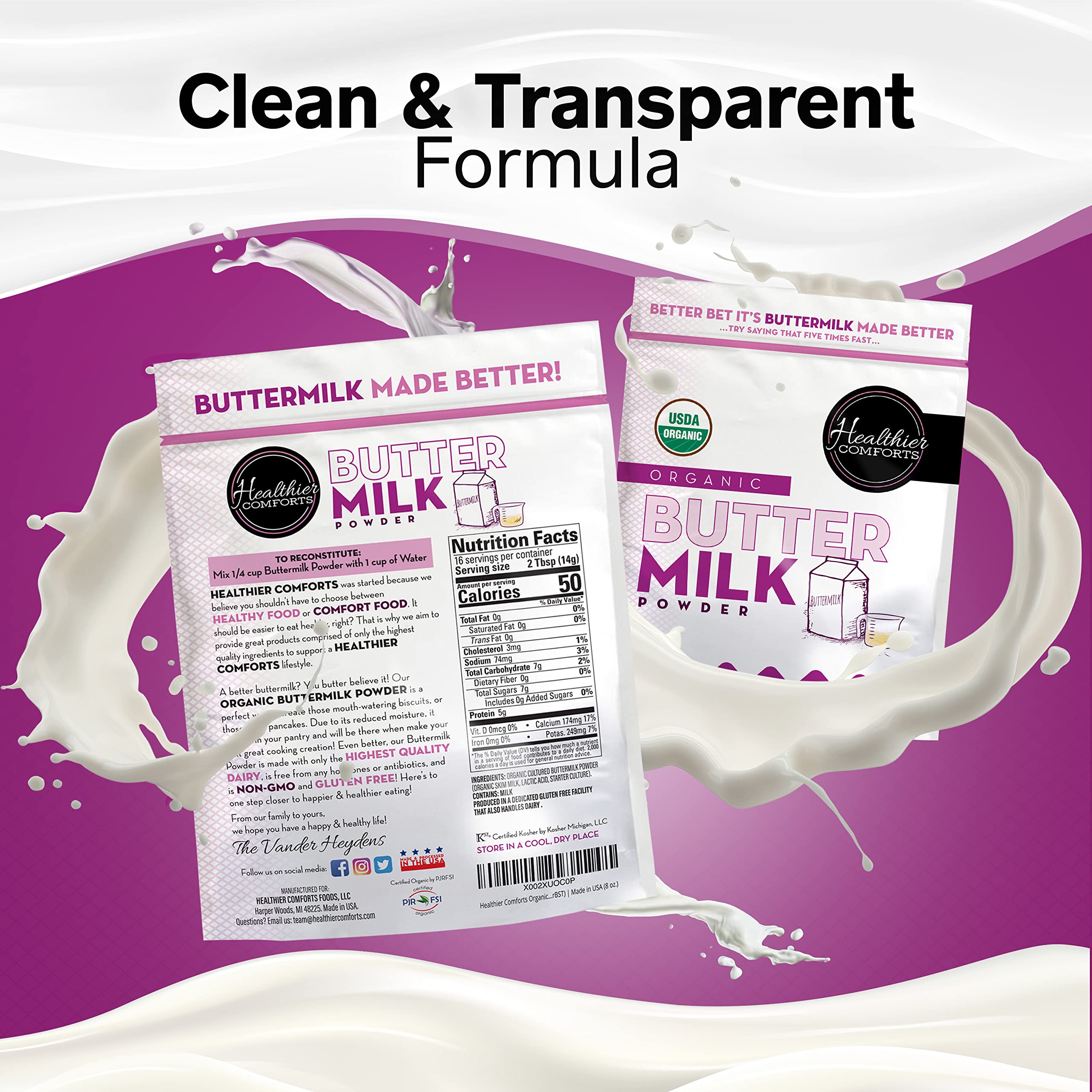 Healthier Comforts Organic Buttermilk PowderUSDA