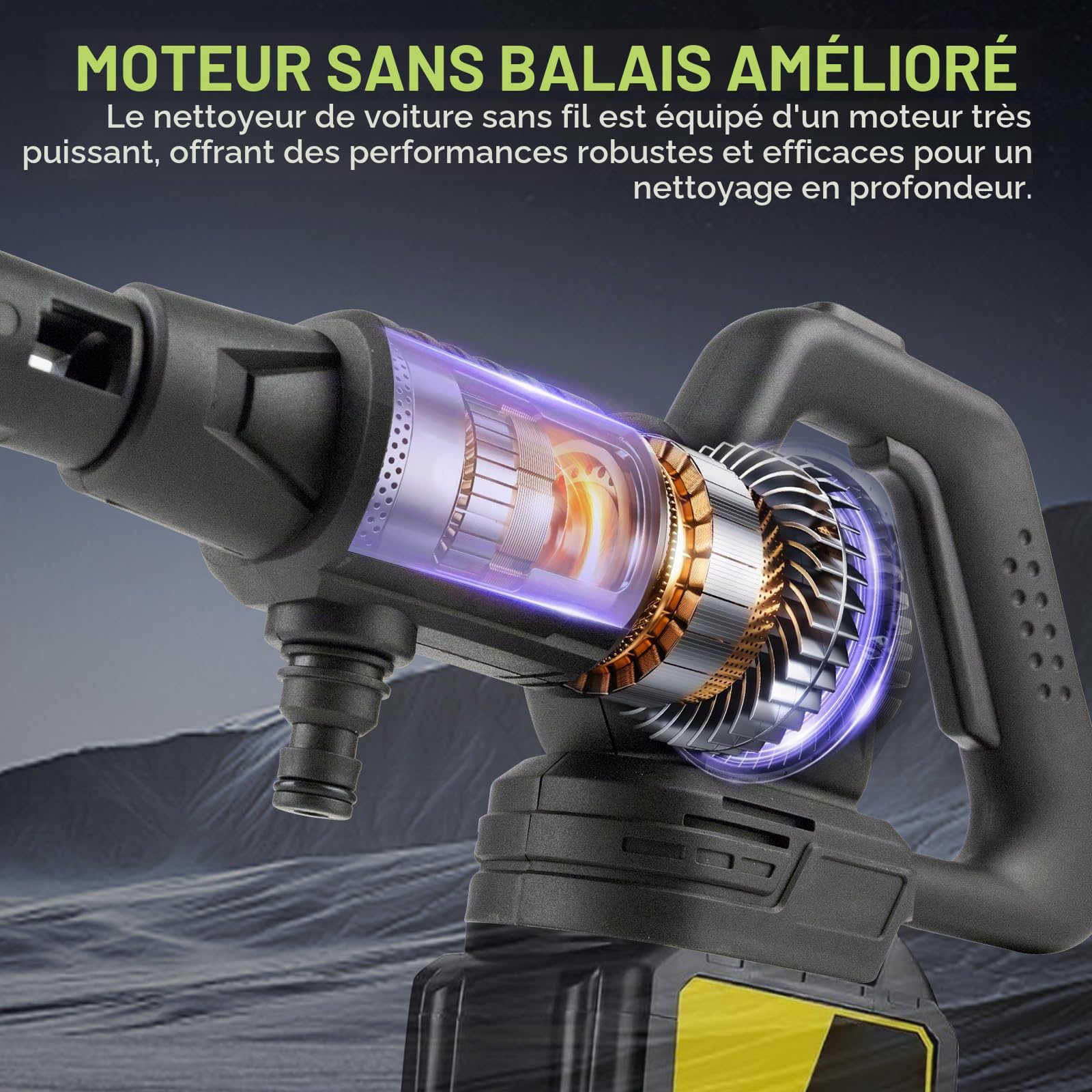 Nettoyeur Haute Pression à Batterie, Nettoyeur Haute Pression sans Fil | Compatible avec Makita 18 V Batterie, Max 65 Bar, 6-en-1 Multi-Usage Buse, Tuyau 5m, Affichage LCD, Pulvérisateur de Mousse