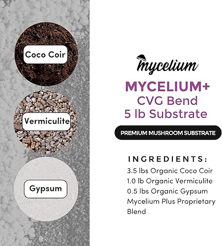 Miniatura 3 de Mycelium Kit de cultivo de hongos Plus I Sustrato CVG (fibra de coco, vermiculita, yeso) Mezcla patentada para cultivo de alto rendimiento, bolsa de