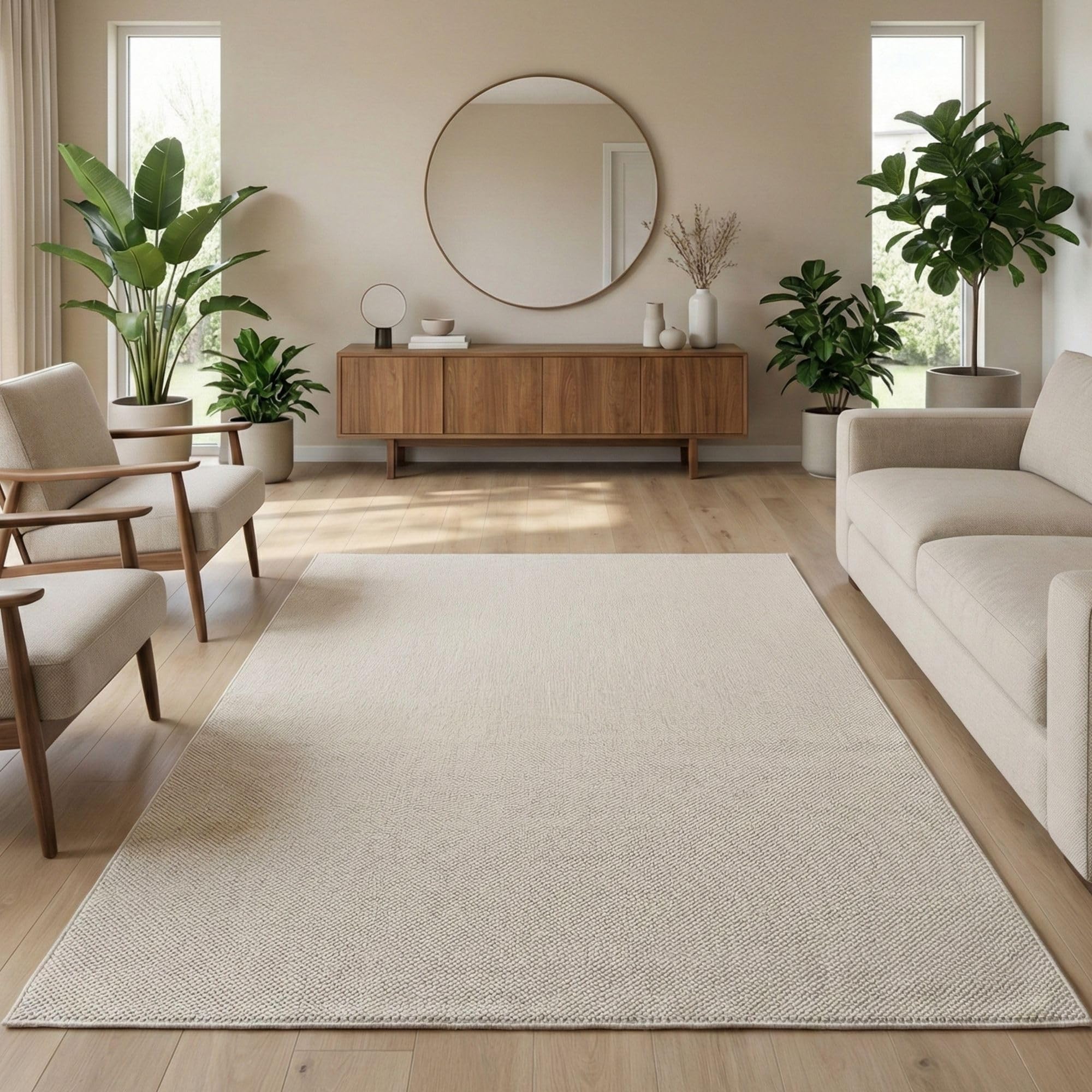 Carpetsale24 Teppich Wohnzimmer Einfarbig Bouclé Schlingenflor Skandi Stil Superweich Pflegeleicht Robust für Schlafzimmer Modern Gemütlich