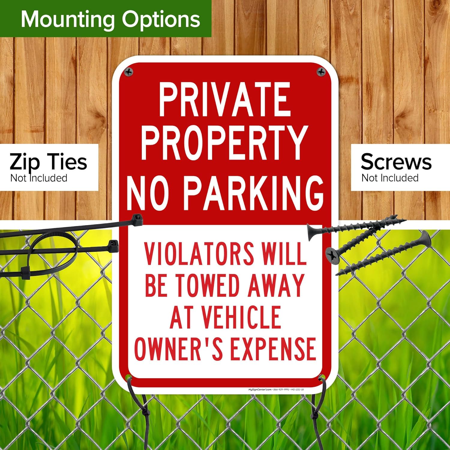 Private Property No Parking Violators Will Be Towed Away At Vehicle Owner's Expense Sign, 12"x18" Polyethylene, Indoor/Outdoor Use, USA MADE By My Sign Center(MS-1151)