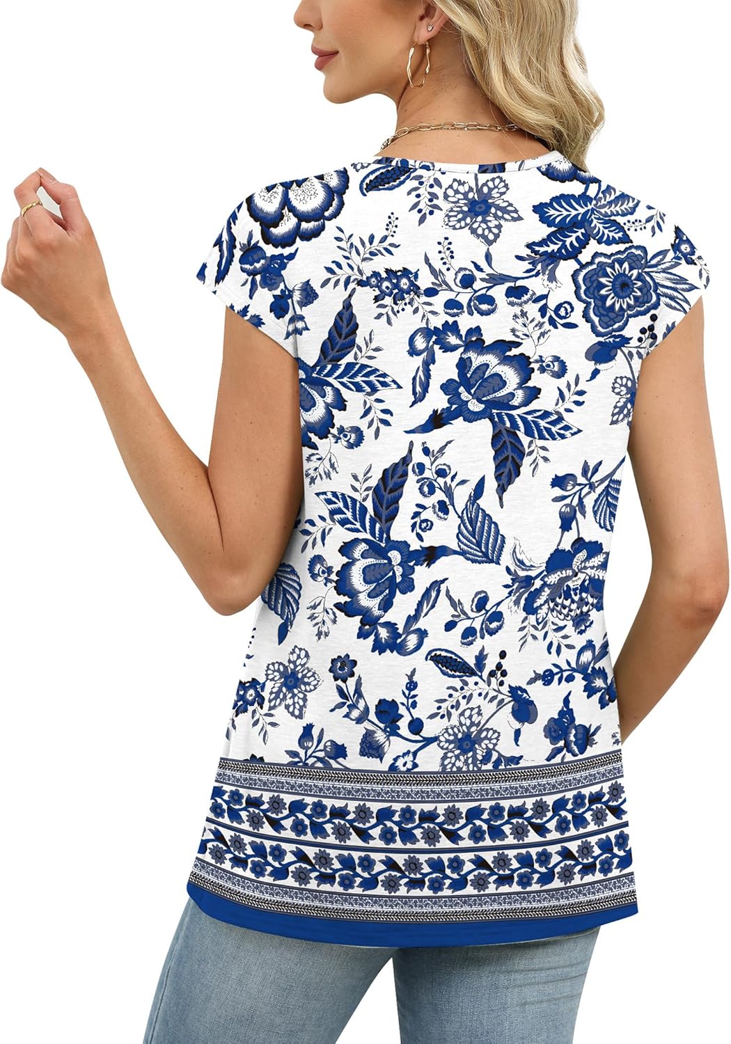 WIHOLL Tank Tops for Women Summer V Neck T Shirts Beach Vacation Clothe Boho Sleeveless Basic Tees Fashion Clothing - Image 4