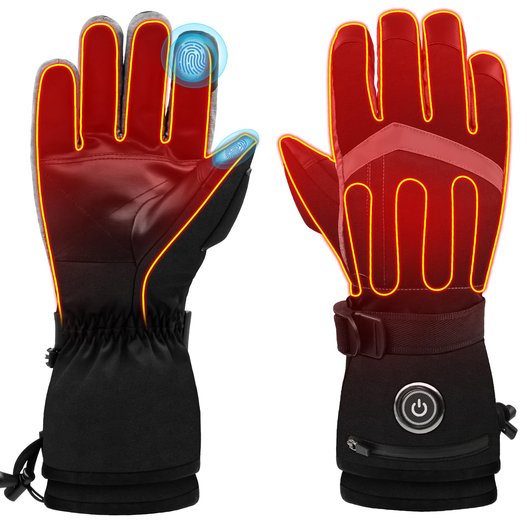 Guantes térmicos para hombres y mujeres, 6000 mAh, batería recargable, guantes calentadores de manos con pantalla táctil, guantes de esquí impermeables con calefacción eléctrica para invierno, trabajo