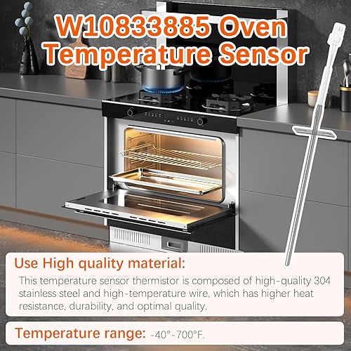 Miniatura 4 de W10833885 Sensor de termostato de horno apto para Whirlpool Sensor de temperatura de reemplazo del sensor de temperatura del horno W10833885 y