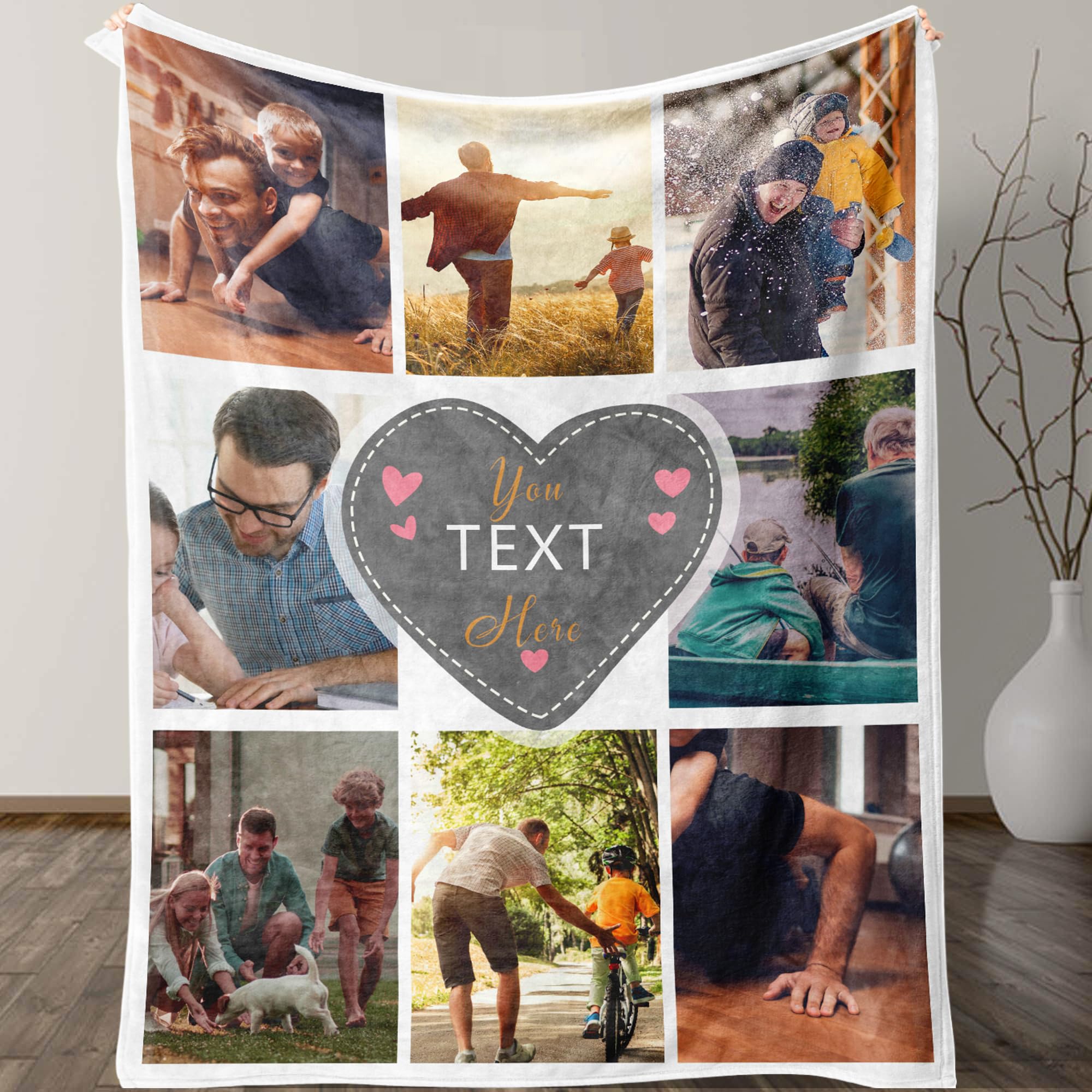 D-Story Custom Blanket with Photo Personalized Picture Text Blanket Customized Throw Blanket Personalized cobijas Unique Gifts for Mother's Day