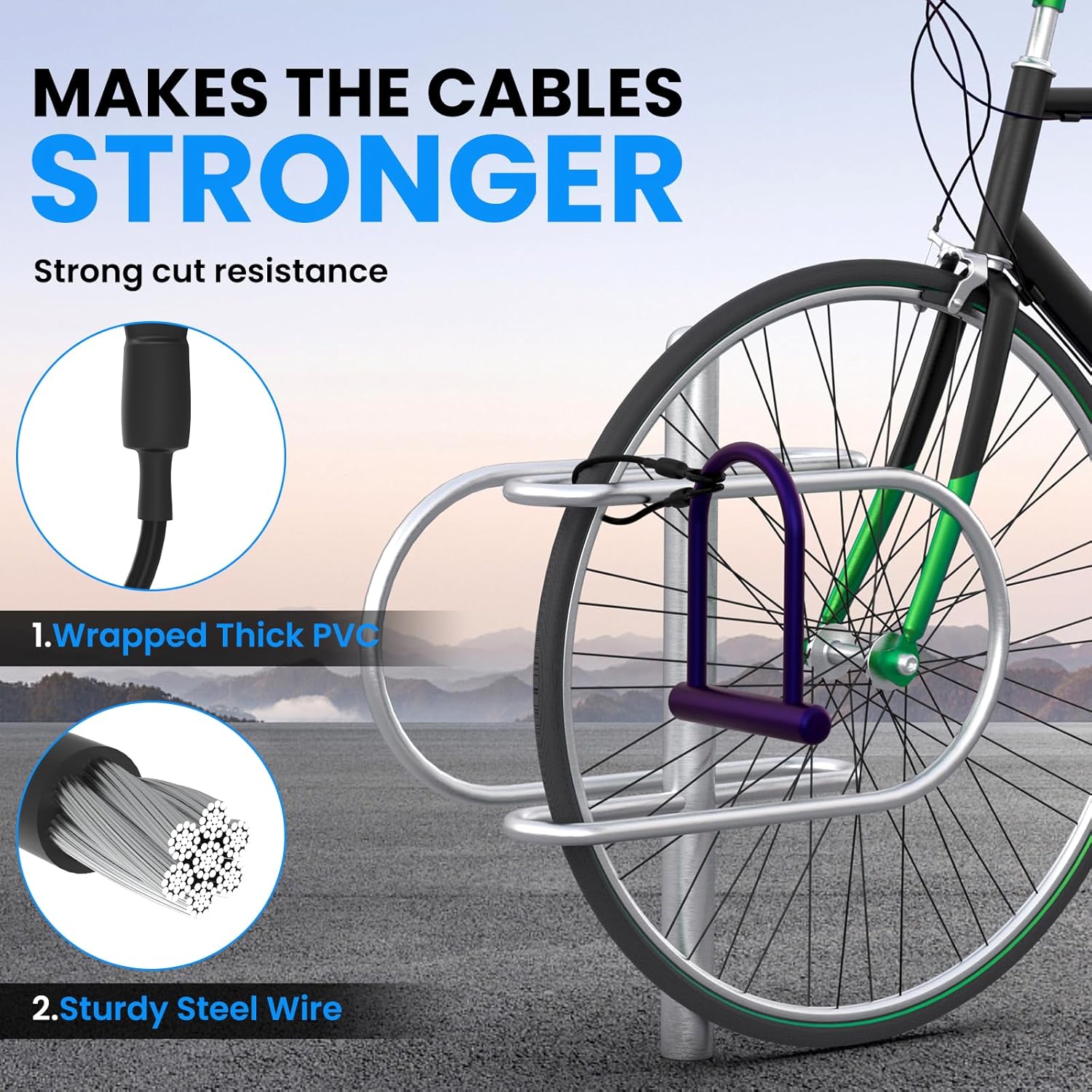 SDTC Tech 4-Pack Heavy Duty Loop End Cable Braided Stainless Steel PVC Coated Safety Wire Rope for Outdoor Travel Home Hanging Transport, 5mm Thickness 12 Inch Length 200lb Tensile Force - Image 4