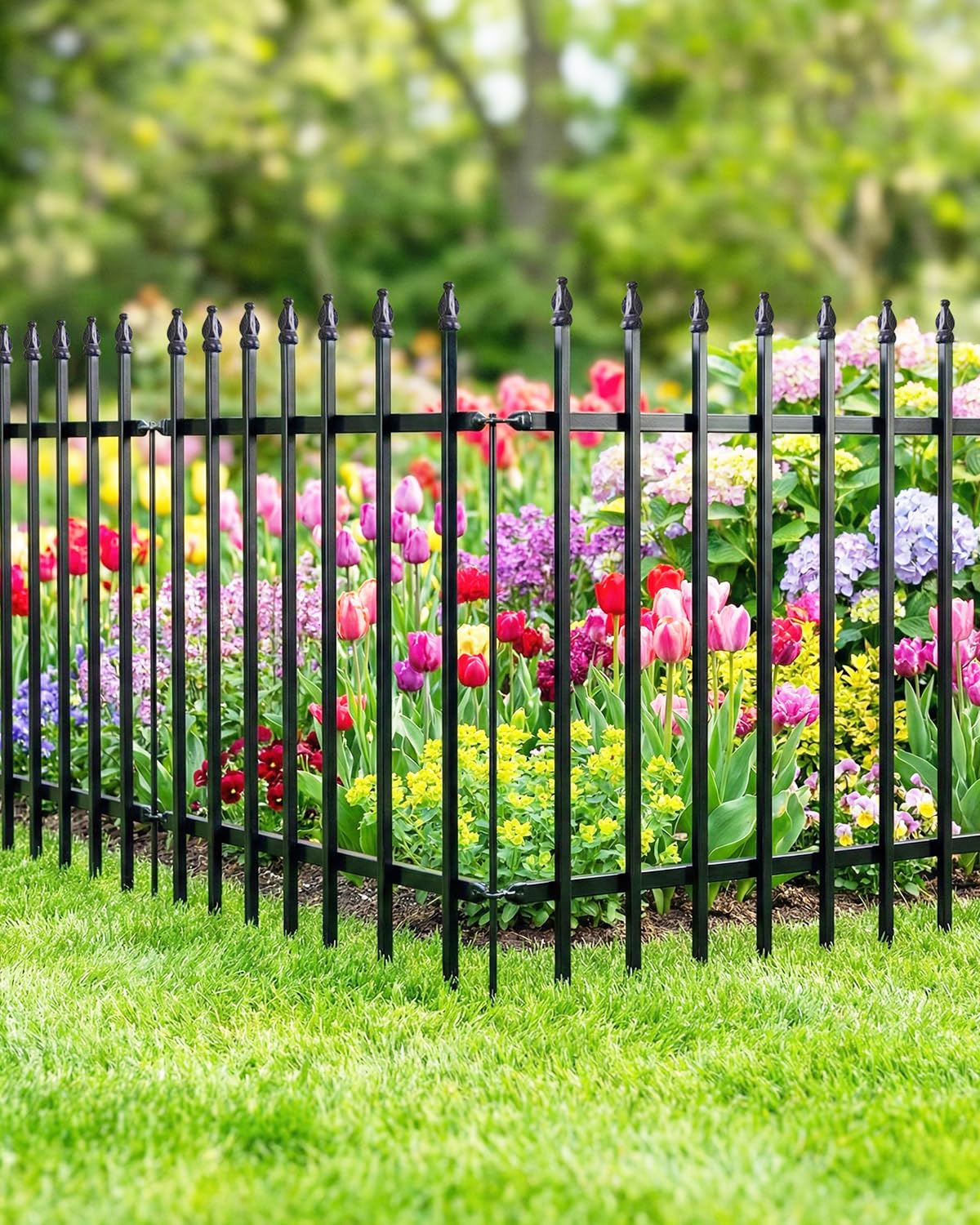 ARIFARO Valla Metálica Decorativa para Jardín de Pack de 5, 81cm alto x 61cm ancho Barrera para Animales, para Mascotas Perros, Valla de Jardín para Exteriores Patio Césped Jardín Macizo de Flor