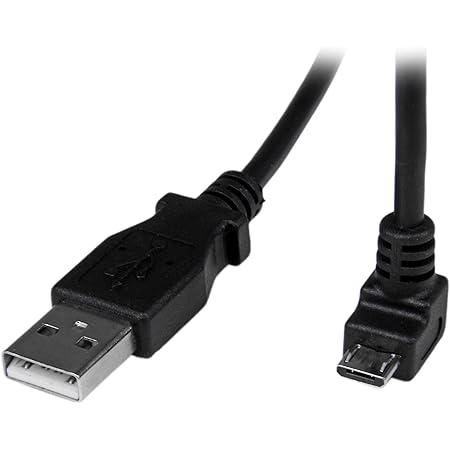 StarTech.com 2m Micro USB Cable Cord - A to Down Angle Micro B - Down Angled Micro USB Cable - 1x USB A (M), 1x USB Micro B (M) - Black (USBAUB2MD), 2m / 6 feet