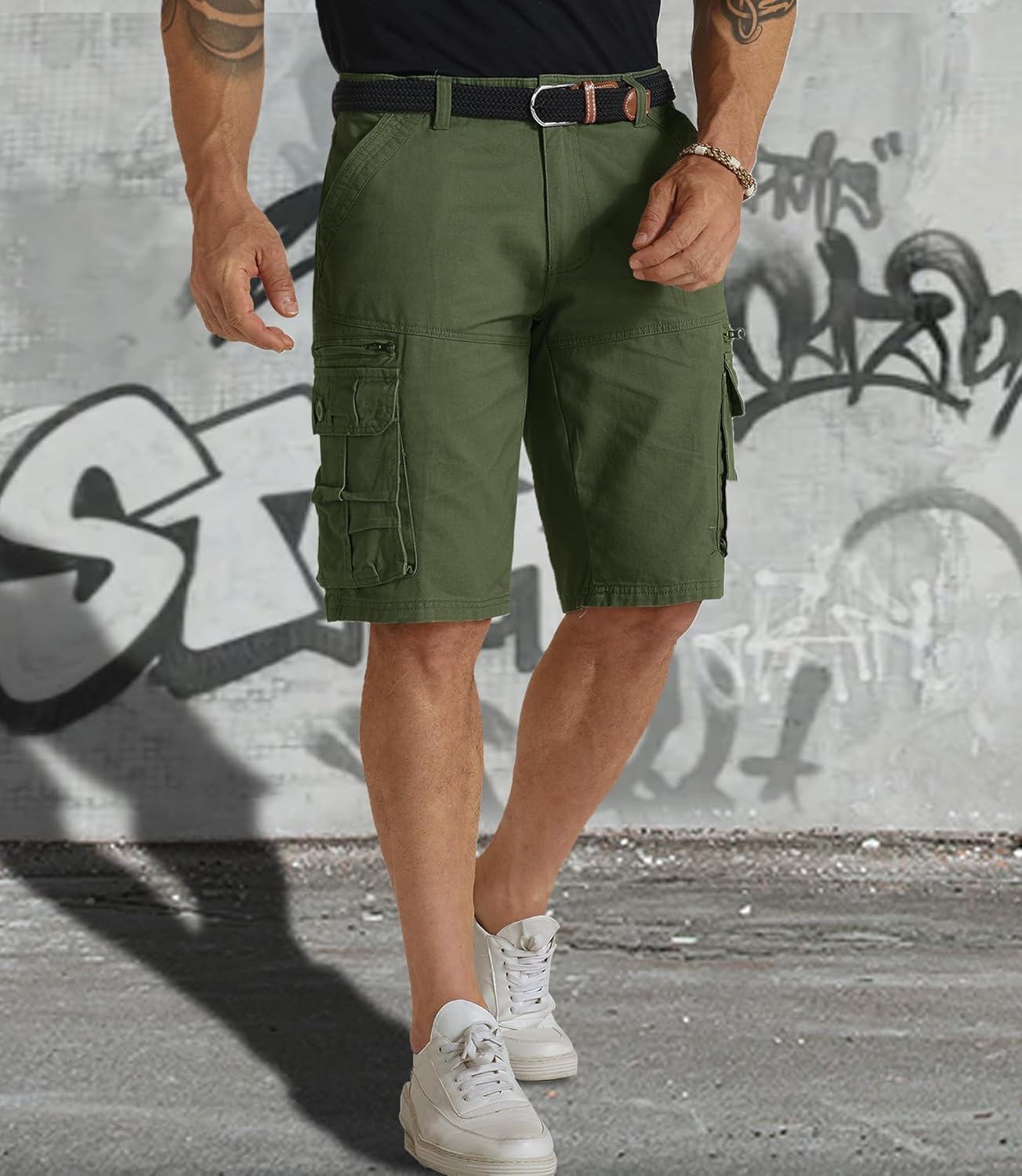Mens Cargo Shorts Cotton Work Shorts Multi Pocket Casual Workout Shorts for Men NO Belt - Image 5