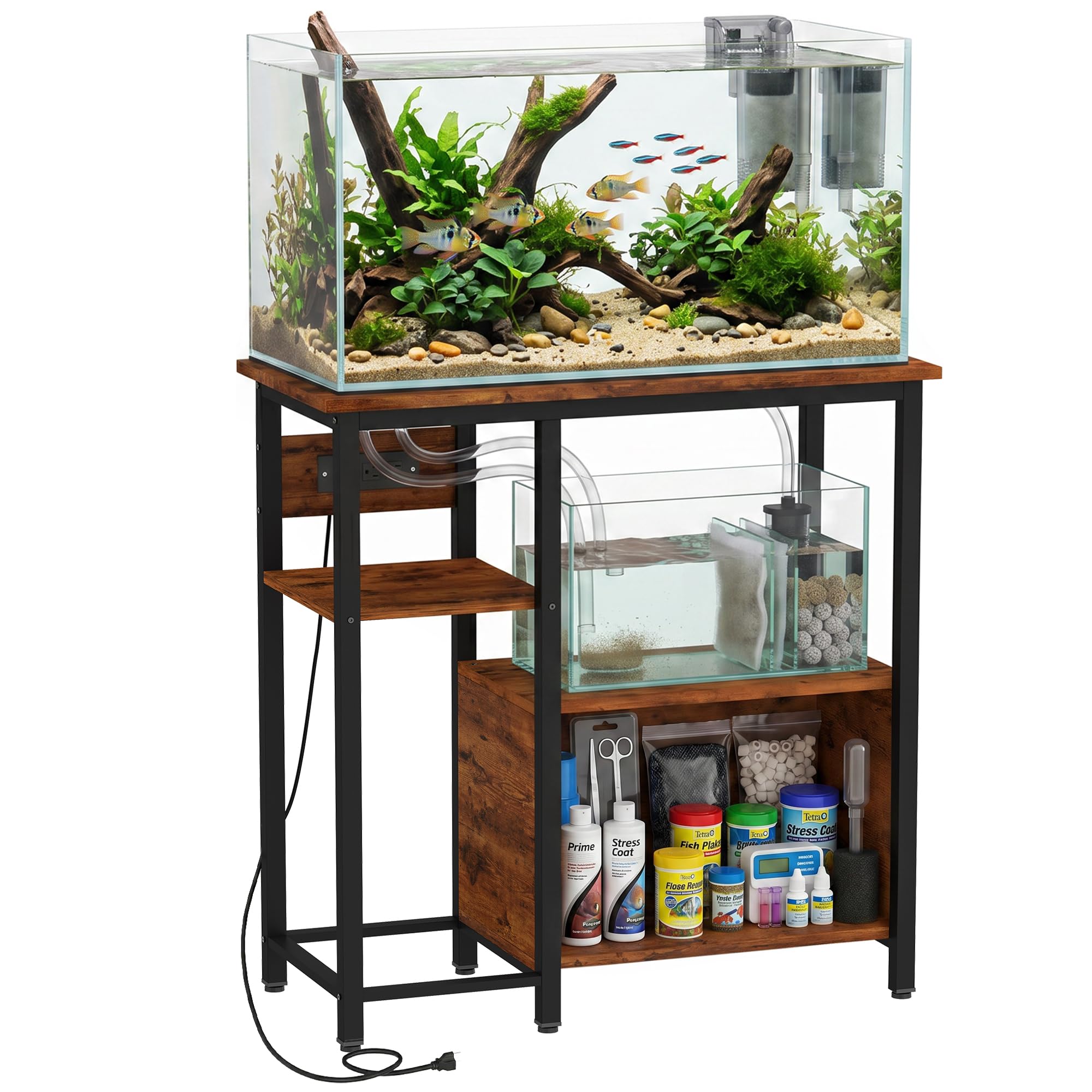 PawHut Fish Tank Stand with Power Outlets for 29 Gallon 78 x 35 x 78.5 cm