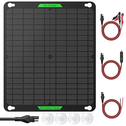 Waterproof 20W 12V Solar Battery Charger Pro, 20 Watt 12 Volt Solar Panel Trickle Charger & Maintainer Built-in MPPT Charge Controller + 3-Stages Charging for RV Boat Trailer Marine Car Motorcycle