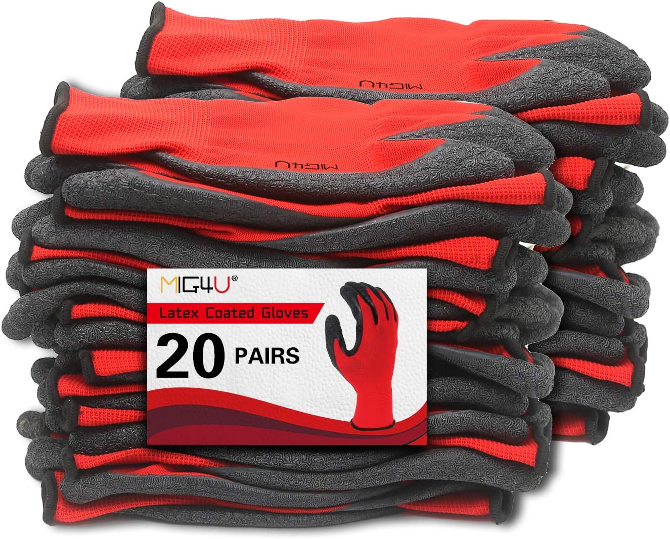 MIG4U Crinkle Latex Work Gloves - Enhanced Grip for Gardening, Warehouse Package Handling