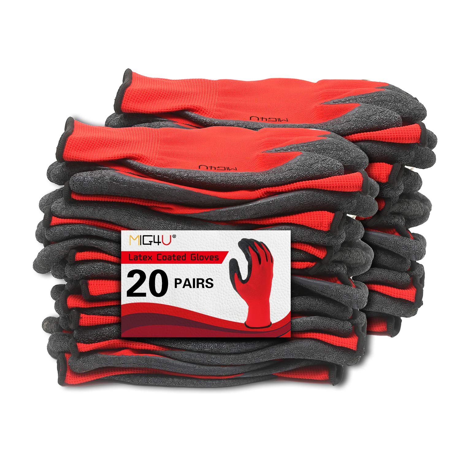 MIG4U Crinkle Latex Work Gloves - Enhanced Grip for Gardening, Warehouse Package Handling