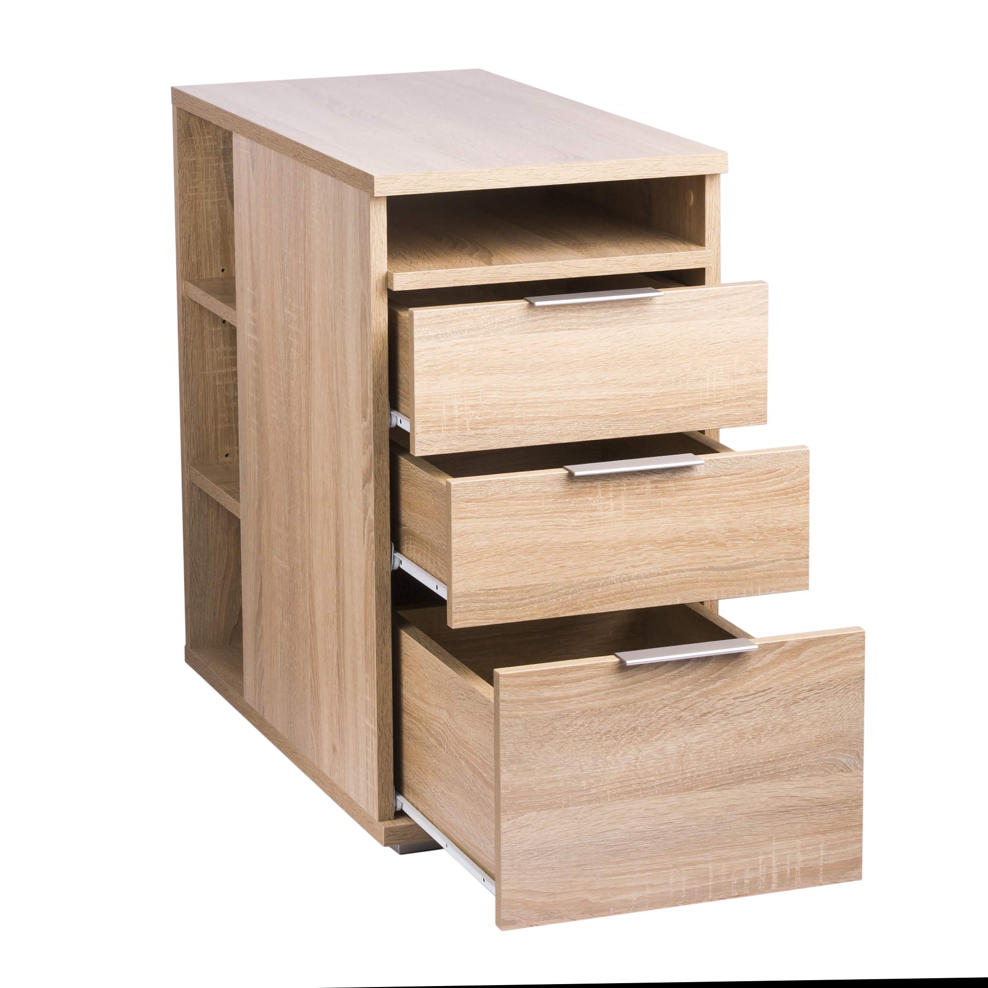 mutatio Schubladenschrank Container mit Schubladen 40 cm x 75 cm x 75 cm Bürocontainer Sonoma Eiche Beistellschrank Für Schreibtisch Nachttisch Unterschrank Büromöbel Nachtkommode