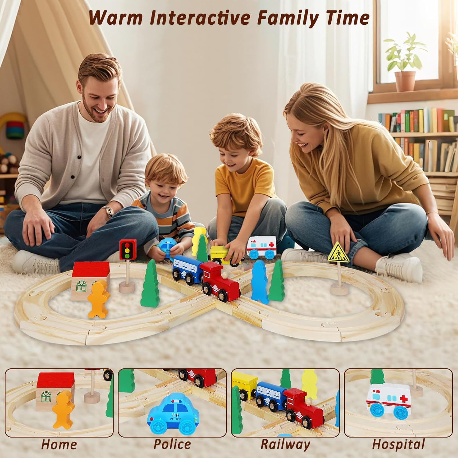 33Pcs Magnetic Wooden Train Set - Expandable Tracks Fit Thomas Brio - Educational Toy Fosters Imagination, Creativity, Logical Thinking, Ideal Birthday for Toddlers Kids Ages 3-6 - Image 6