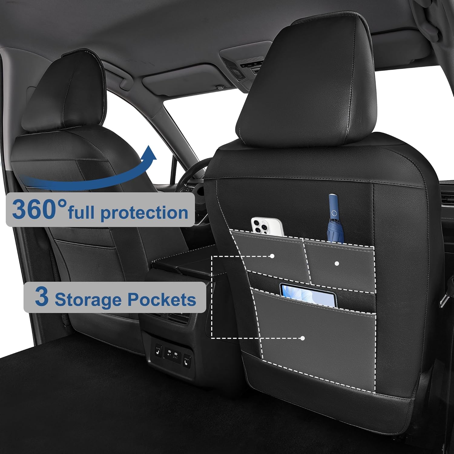 for Nissan Rogue Seat Covers SV/S/SL/Platinum(Not for Sport) 2021 2022 2023 2024 2025 2026 Leather Car Seat Covers Full Set for Rogue Seat Cushion Protector (Black, 5 Seats)