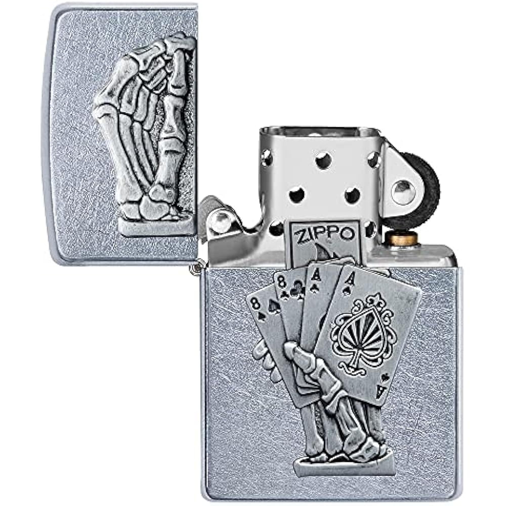 Zippo Sturmfeuerzeug - Dead Mans Hand - Street Chrome Finish mit Emblem - Nachfüllbar - Wiederverwendbar - Windfestes Design - Geschenkbox - Made in USA – Bild 9