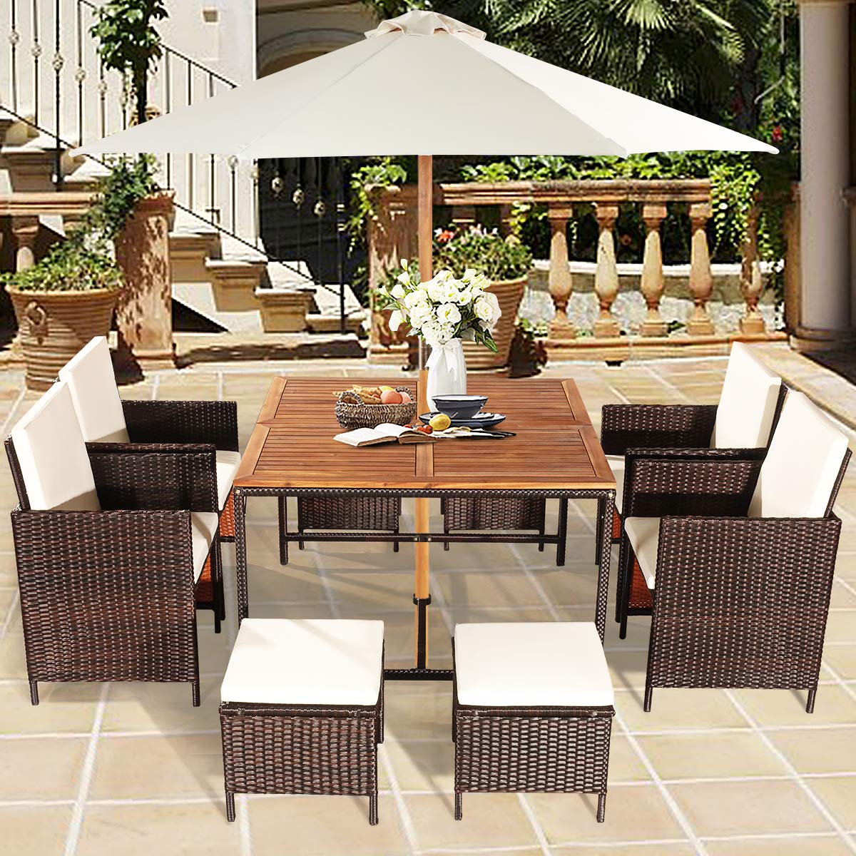 Buy Happygrill 9PCS Patio Dining Set Outdoor Dining Furniture Set with