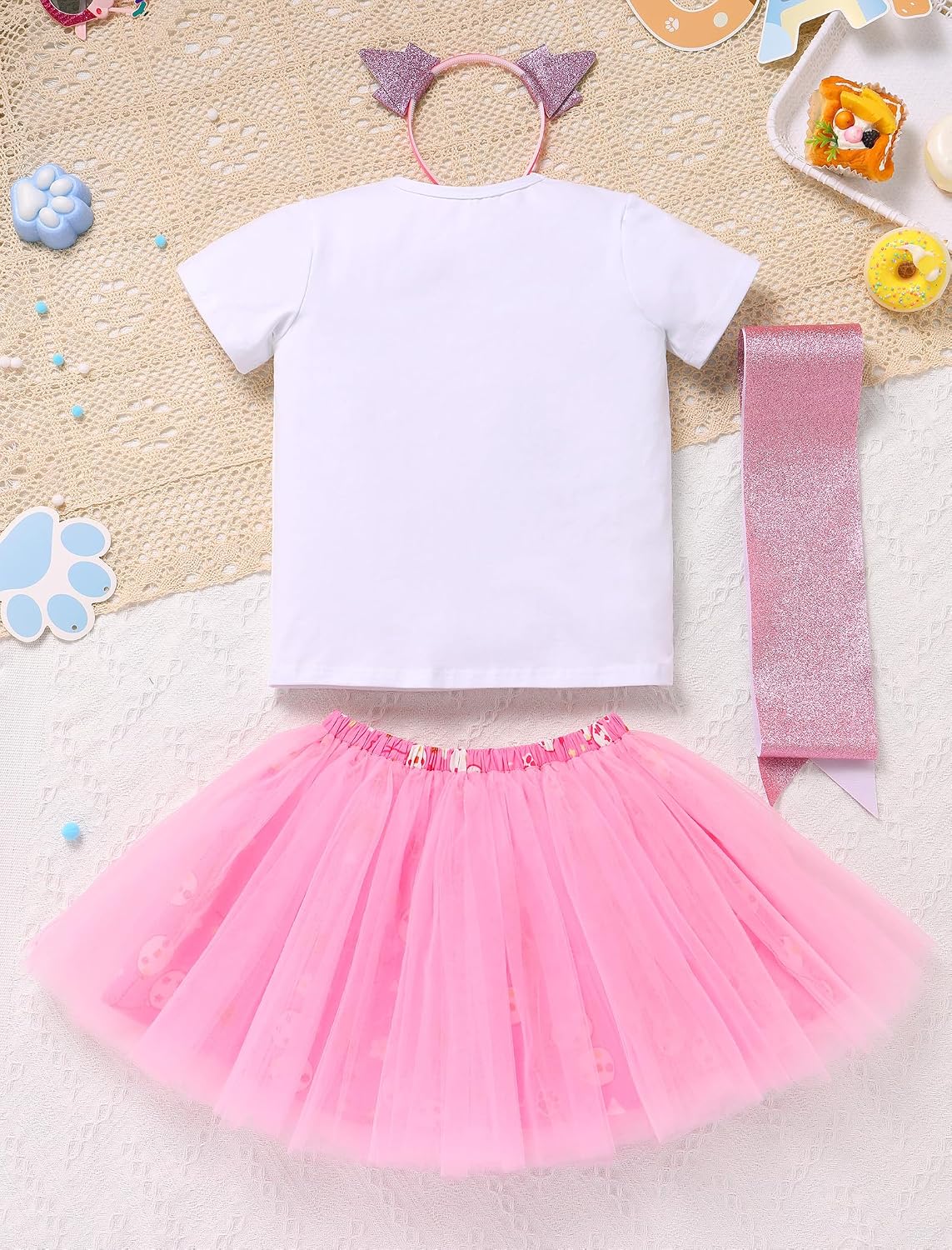 IDOPIP Blue Birthday Girl Outfit for Baby Toddler Girls Birthday Shirt Tutu Skirt Dog Ears Sash Cake Smash Photo Shoot 1-6T