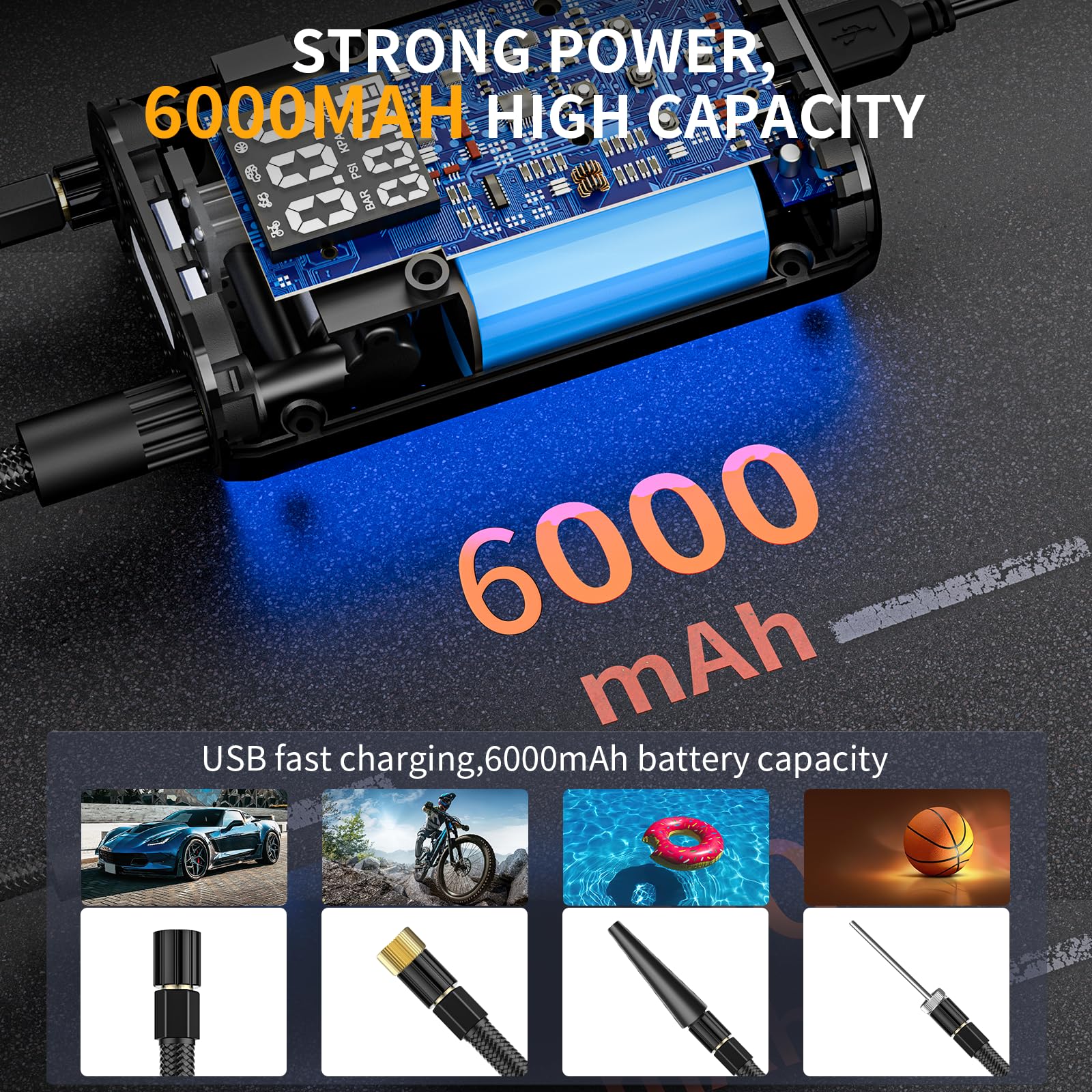 Pompa Elettrica Per Aria, Batteria Ricaricabile Da 5000 MAh, Gonfiatore