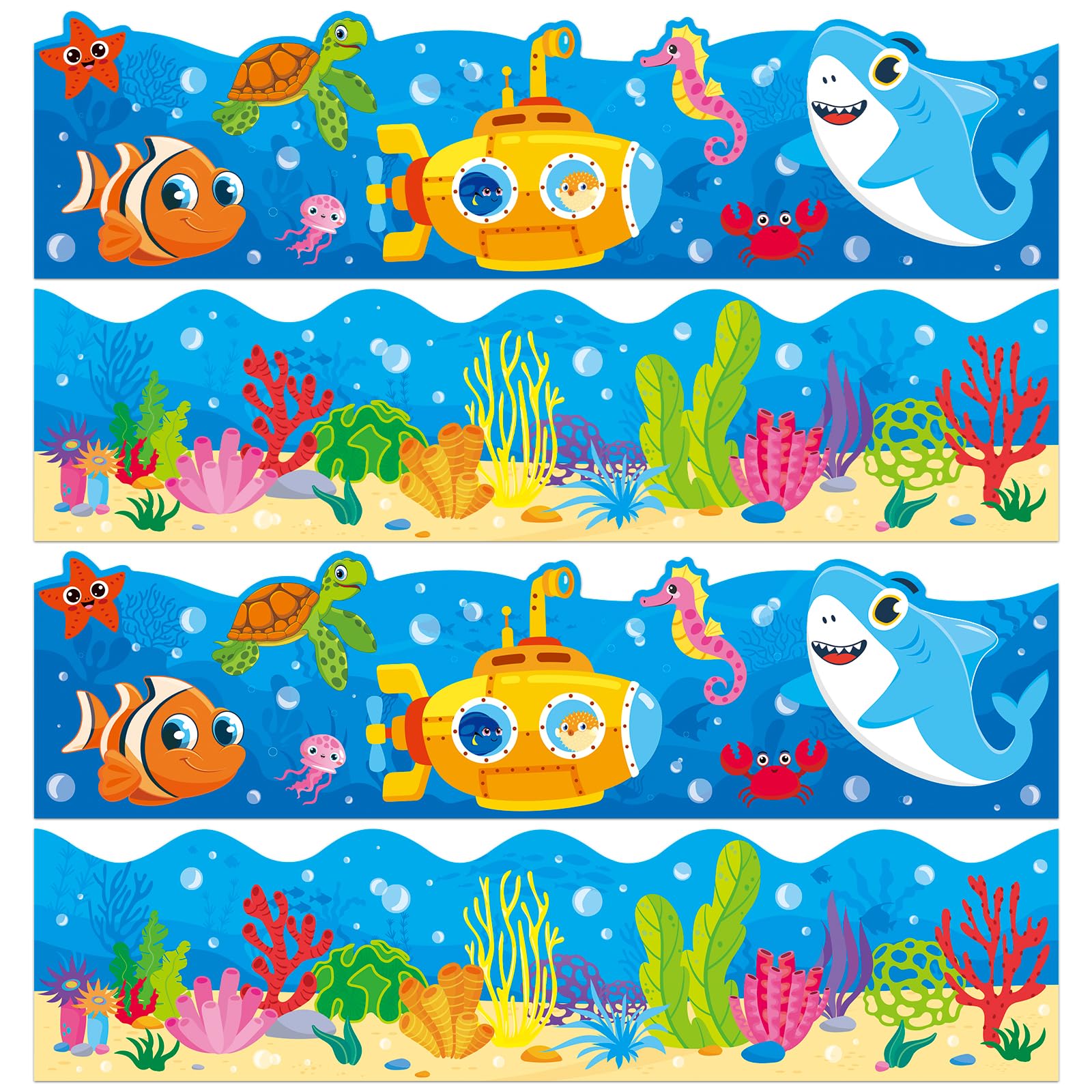72 Feet Under The Sea Bulletin Board Borders Fish Borders for Ocean Classroom Summer Back to School Birthday Party Decoration