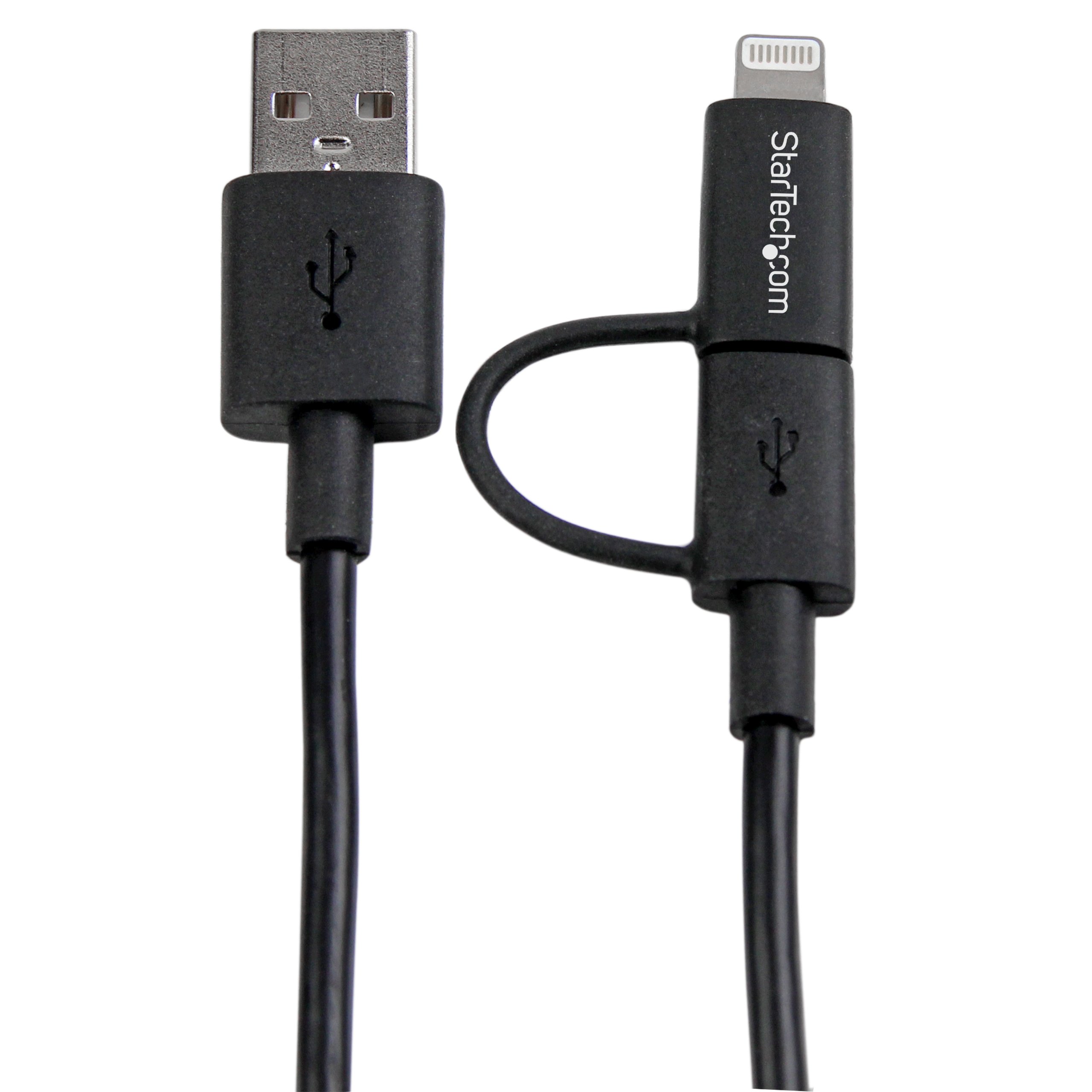 StarTech.com LTUB1MBK 1 m (3 stopy) czarny Apple 8-pinowe złącze Lightning lub kabel micro USB na USB Combo do iPhone iPod iPad, kabel do ładowania i synchronizacji