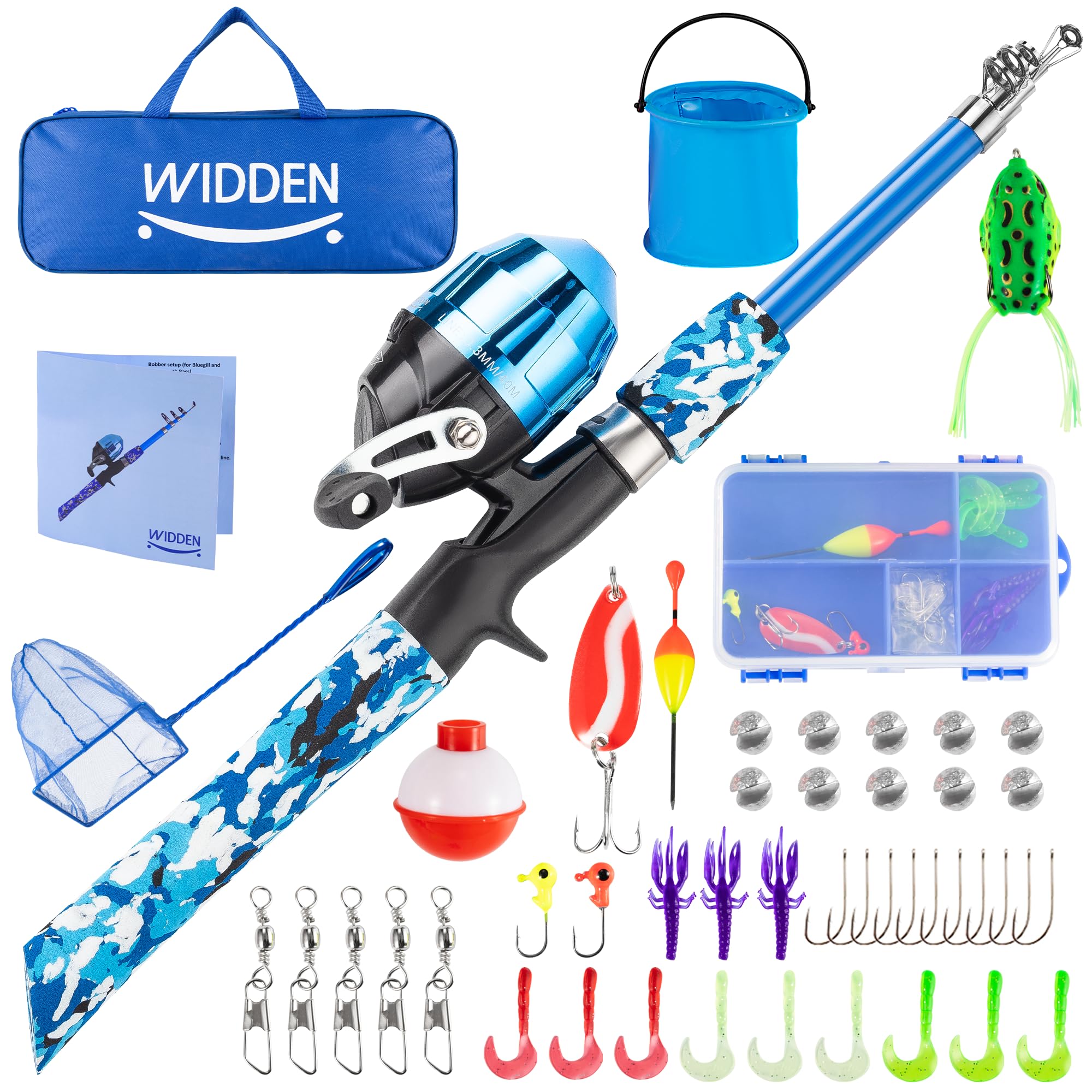 Kids Fishing Pole, Portable Telescopic Kids Fishing Poles for Boys and Girls, Fishing Rod and Reel Combo Kit with Tackle Box, and Fishing Net, Best Fishing Pole for Toddler Youth