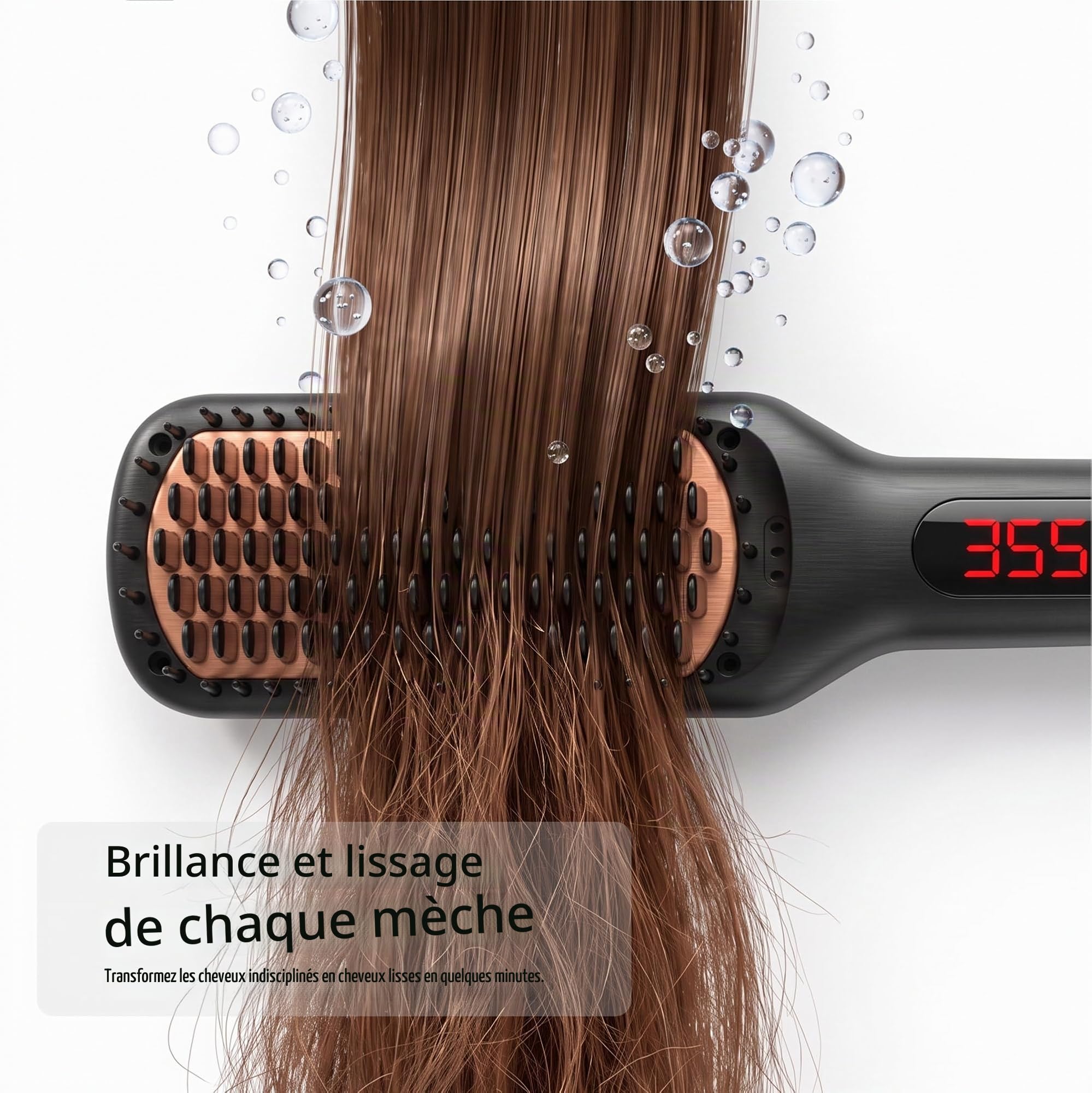 Brosse lissante ionique en céramique MEGAWISE Pro pour salon de coiffure | Technologie de chauffage rapide MCH 20 s avec arrêt automatique | Anti-brûlure grâce à sa double tension universelle