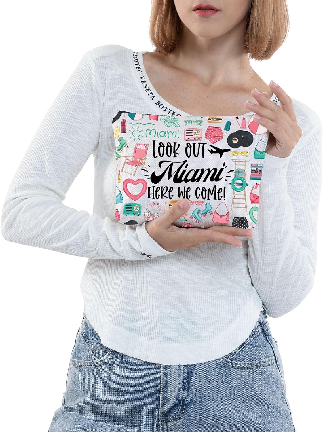 JNIAP Miami Makeup Bag Miami Trip Gifts Miami Florida Travel Bag Miami Bachelorette Gifts Miami Florida Beach Zipper Pouch (Look Out Miami) image 5
