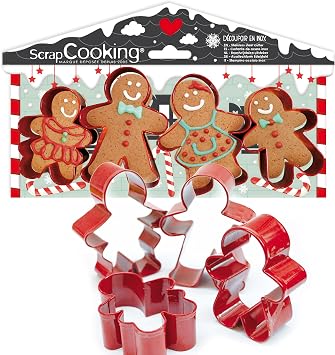 ScrapCooking - 4 Cookie Cutters Gingerbread Men - Stainless Steel Christmas Cookie Cutters - Gingerman Biscuit Moulds - Baking Accessories Cake Design - 2081