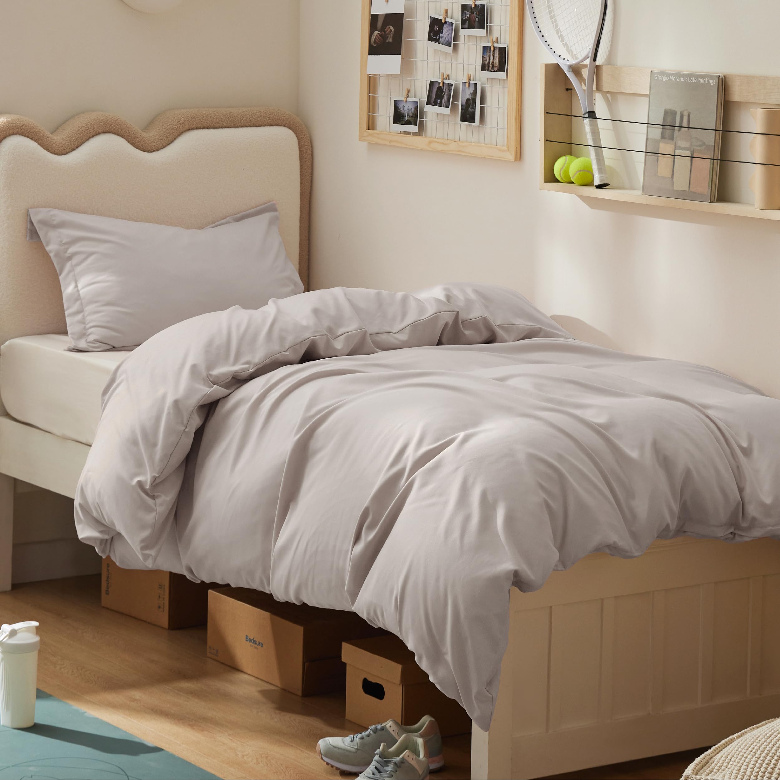 Bedsure Twin/Twin XL Duvet Cover, Soft Double Brushed Bedding Set, Taupe