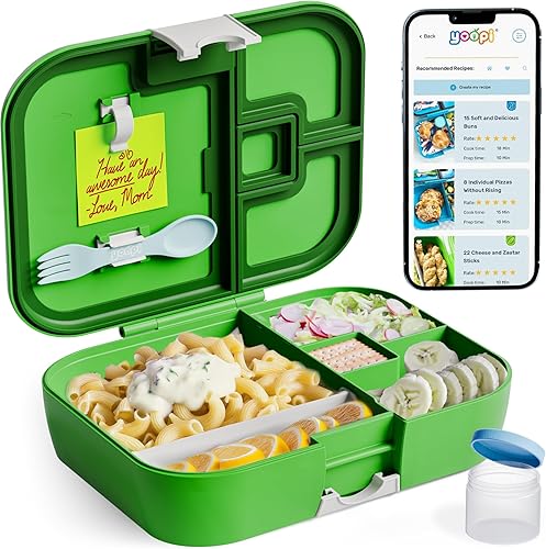 Miniatura 10 de YOOPI Lonchera Bento para niños, a prueba de fugas, sin BPA, con compartimentos. Lonchera para almuerzos escolares, planificación de comidas