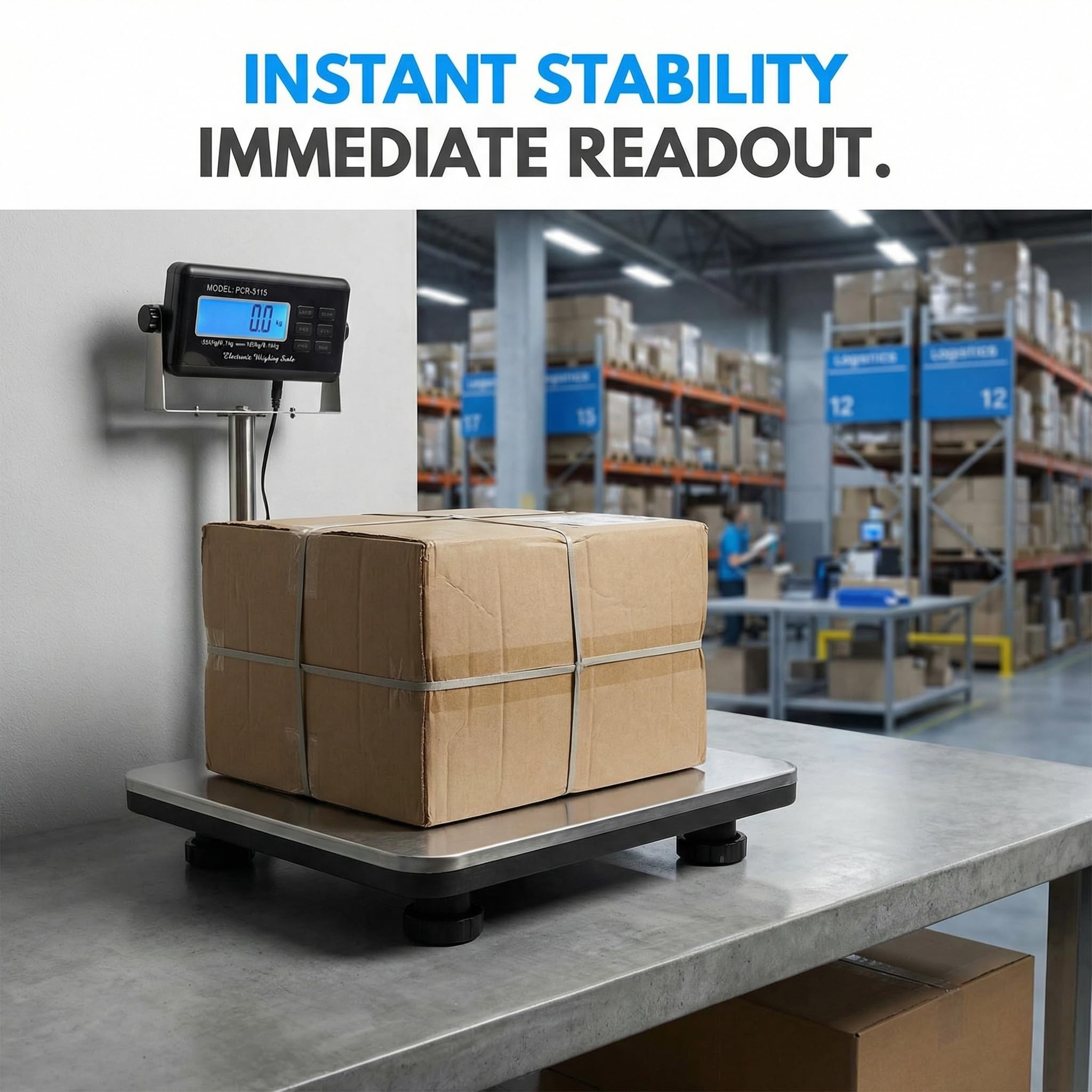Trintion Paketwaage Fleischwaage mit Zählfunktion Plattformwaage Edelstahl Waage bis 300 kg Externes Beleuchtetes LCD Wand Display Digitalwaage Plattformgröße 36cmx30cm