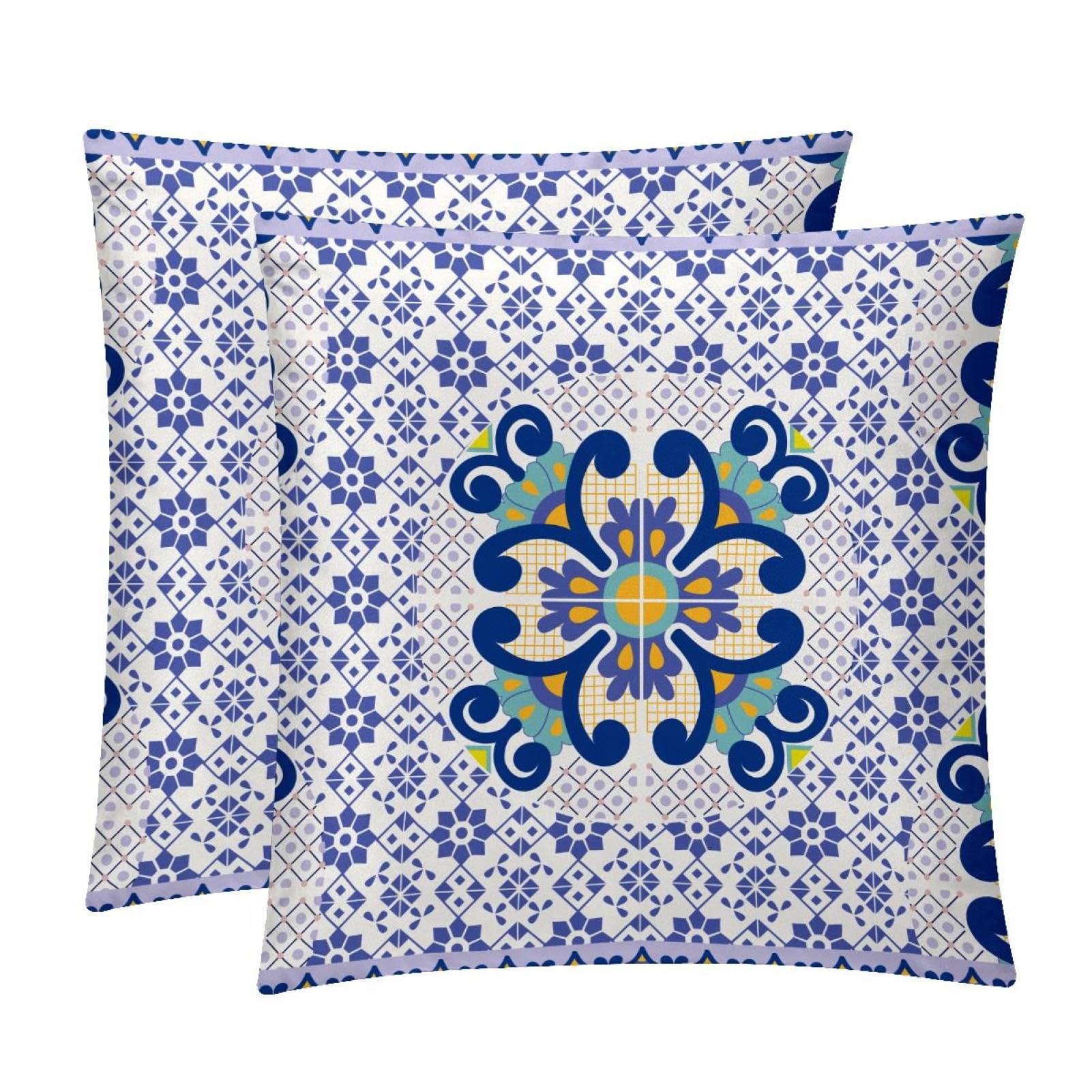 TDGKPZ Geometric Floral Throw Pillow Covers 2 Pack Cushion Cases Decorative Pillow Cases Home Decor 45x45cm